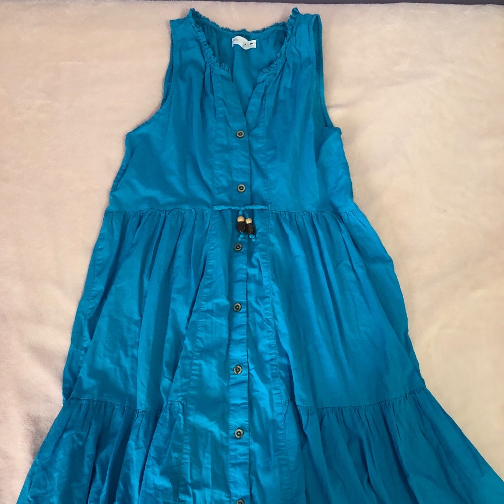 Zara Turquoise Tiered Button-Front Dress